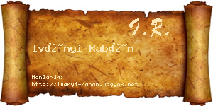 Iványi Rabán névjegykártya